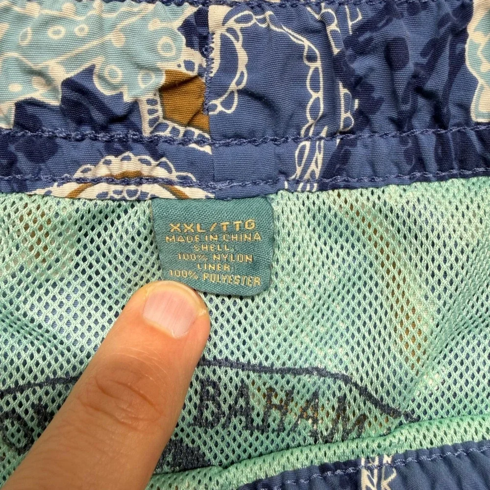 Tommy Bahama Relax Paisley Swim Trunks Blue XXL Elastic Waist Beach Shorts